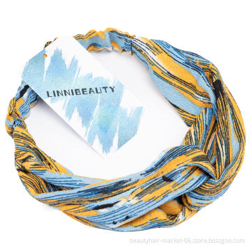 Linni Beauty Women Colorful Twisted Knotted Head Wrap Elastic Turban Headband for Wig and Hair Style